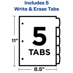 Avery Big Tab Write & Erase Plastic Dividers, 5 Tabs, Bright Multicolor (16129) Clearance