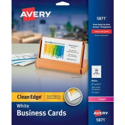 Hot Clean Edge Business Cards, 2" x 3 1/2", Matte White, 200 Per Pack (5871) Business Cards