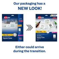 Outlet Clean Edge Laser Square Cards with Rounded Corners, 2 1/2" x 2 1/2", White, 20 Sheets/Pack, 180 Cards/Pack (35703) Business Cards