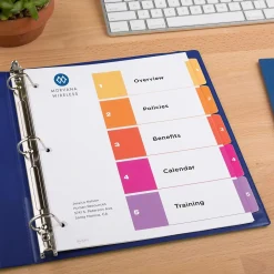 Avery Customizable Table of Contents Dividers, 5-Tab, Multicolor, 3 Sets/Pack (11070) Outlet