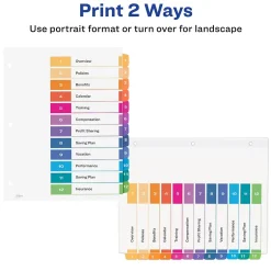 Avery Customizable Table of Contents Dividers, 12-Tab, Multicolor, 3 Sets/Pack (11073)
