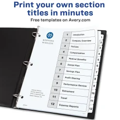 Avery Customizable Table of Contents Dividers, 12-Tabs, White, 3 Sets/Pack (11078) Discount