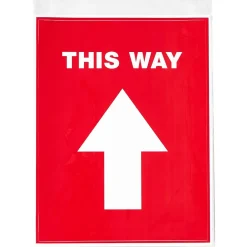 Social Distance Signage<Avery Directional "This Way" Preprinted Floor Decals, 8" x 10.5", Red/White, 5/Pack (83091)