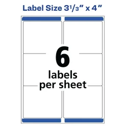 Avery Easy Peel Inkjet Shipping Labels, 3-1/3