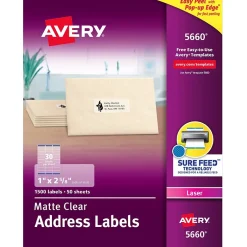 Avery Easy Peel Laser Address Labels, 1" x 2-5/8", Clear, 1,500 Labels/Box (5660)* Shipping Labels