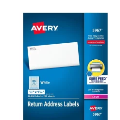 Avery Easy Peel Laser Return Address Labels, 1/2" x 1-3/4", White, 20,000 Labels/Box (5967)* Address Labels