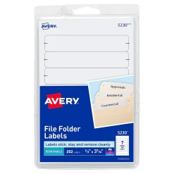 Avery Easy Peel Laser/Inkjet File Folder Labels, 2/3" x 3-7/16", White, 252 Labels/Pack (5230) Best