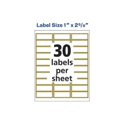 Avery Easy Peel Laser/Inkjet Address Labels, 1" x 2 5/8", White with Metallic Gold Borders, 300 Labels/Pack (6540)* Address Labels