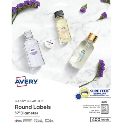Avery Easy Peel Laser/Inkjet Round Labels, 3/4" Dia, Glossy Clear, 400 Labels/Pack (4222) Best