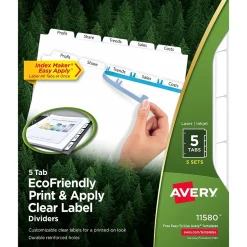 Avery EcoFriendly Index Maker Dividers, 5 Tab, White, 5/Pack (AVE11580) Sale