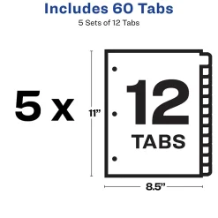 Avery EcoFriendly Index Maker Print & Apply Label Paper Dividers, 12 Tab, White, 5/Pack (11582) Hot