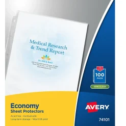 Avery Economy Lightweight Sheet Protectors, 8.5" x 11", Semi-Clear, 100/Box (74101) Clearance