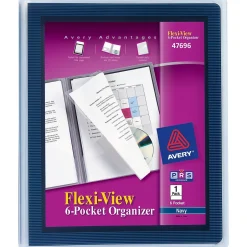 Avery Flexi-View 6-Pocket Presentation Folder, Navy Blue (47696) Discount