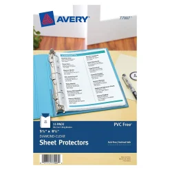 Avery Heavyweight Sheet Protectors, 5.5" x 8.5", Diamond Clear, 15/Pack (77007)