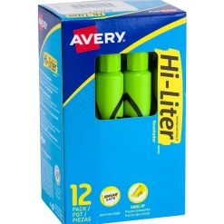 Avery Hi-Liter Tank Highlighters, Chisel, Green, Dozen (24020) Discount