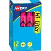 Avery Hi-Liter Tank Highlighters, Chisel, Pink, Dozen (24010) Online