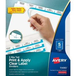 Avery Index Maker Big Tab Paper Dividers with Print & Apply Label Sheets, 5 Tabs, White (11490) Best