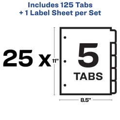 Avery Index Maker Paper Dividers with Print & Apply Label Sheets, 5 Tabs, Multicolor, 25 Sets/Pack (11423) Hot