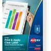 Avery Index Maker Sheet Protector Dividers with Print & Apply Label Sheets, 8 Tabs, Clear (75501) New