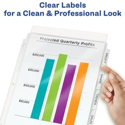 Avery Index Maker Sheet Protector Dividers with Print & Apply Label Sheets, 8 Tabs, Clear (75501) New