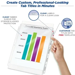 Avery Index Maker Sheet Protector Dividers with Print & Apply Label Sheets, 8 Tabs, Clear (75501) New