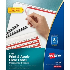 Avery Index Maker Unpunched Paper Dividers with Print & Apply Label Sheets, 8 Tabs, White, 25 Sets/Pack (11444) Discount