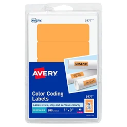 Avery Laser Color Coding Labels, 1" x 3", Neon Orange, 5/Sheet, 40 Sheets/Pack (5477) Best
