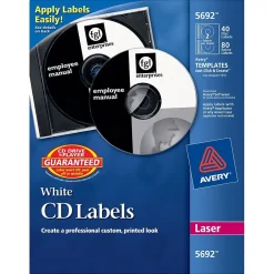 Avery Laser Media Labels, White Matte, 40 Disc and 80 Spine Labels/Pack (5692) Discount