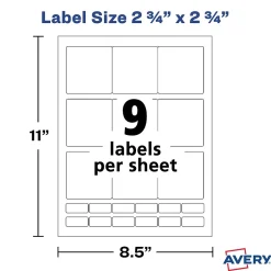 Avery Laser/Inkjet Media Labels, 2-3/4