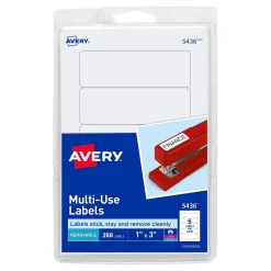 Avery Laser/Inkjet Multipurpose Labels, 1" x 3", White, 250 Labels/Pack (5436) Online