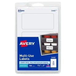 Avery Laser/Inkjet Multipurpose Labels, 1-1/2" x 3", White, 150 Labels/Pack (5440)