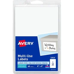 Avery Laser/Inkjet Multipurpose Labels on 4" x 6" Sheets, 4" x 6" Labels, White, 40 Labels/Pack (5454) Outlet