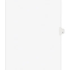 Avery Legal Pre-Printed Paper Dividers, Side Tab L, White, Style, Letter Size, 25/Pack (01412)