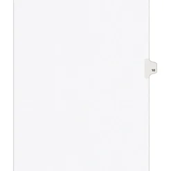 Avery Legal Pre-Printed Paper Dividers, Side Tab #10, White, Style, Letter Size, 25/Pack (11920) Online