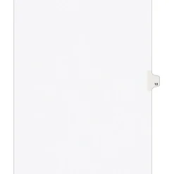 Avery Legal Pre-Printed Paper Dividers, Side Tab #12, White, Style, Letter Size, 25/Pack (11922) Clearance
