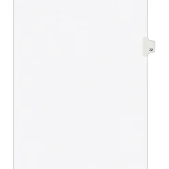 Avery Legal Pre-Printed Paper Dividers, Side Tab #32, White, Style, Letter Size, 25/Pack (01032) Sale