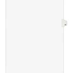 Avery Legal Pre-Printed Paper Dividers, Side Tab #33, White, Style, Letter Size, 25/Pack (01033) Online