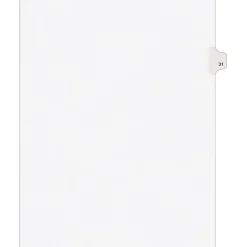 Avery Legal Pre-Printed Paper Dividers, Side Tab #31, White, Style, Letter Size, 25/Pack (01031) Online