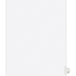 Avery Legal Pre-Printed Paper Dividers, Side Tab Z, White, Style, Letter Size, 25/Pack (01426) Online