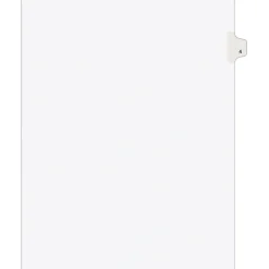 Avery Legal Pre-Printed Paper Dividers, Side Tab #4, White, Style, Letter Size, 25/Pack (11914) Clearance