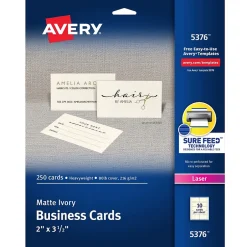 Hot Microperforated Business Cards, 2" x 3 1/2", Matte Ivory, 250 Per Pack (5376) Business Cards