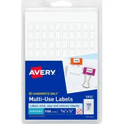 Avery Multipurpose Labels, 5/16" x 1/2", White, Non-Printable, 1100 Labels/Pack (5412) Sale