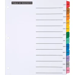 Avery Office Essentials Table 'n Tabs Pre-Printed Monthly Paper Divider, Jan-Dec Tabs, Multicolor, 1 Set (AVE11679) New