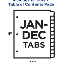 Avery Office Essentials Table 'n Tabs Pre-Printed Monthly Paper Divider, Jan-Dec Tabs, Multicolor, 1 Set (AVE11679) New