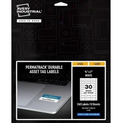 Avery PermaTrack Durable Laser Asset Tag Labels, 3/4" x 2", White, 240 Asset Tags/Pack (61526) Hot