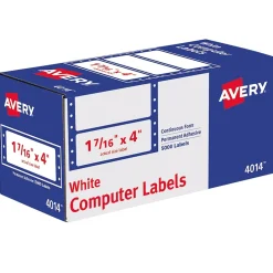 Avery Pin-Fed Address Labels, White, 1-7/16" x 4", White, 5,000 Labels/Pack (4014)* Address Labels