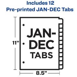 Avery Plastic Pre-Printed Monthly Plastic Divider, Jan-Dec Tabs, Multicolor, 1 Set (11331) Sale