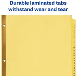Avery Pre-Printed Paper Dividers with Laminated Tabs, 1-31 Tabs, Buff, Gold Reinforced (11308) Clearance