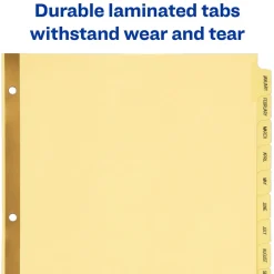 Avery Pre-Printed Paper Dividers with Laminated Tabs, Jan-Dec Tabs, Buff, Gold Reinforced (11307)