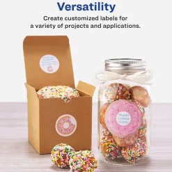 Avery Printable Round Labels with Sure Feed, 2" Dia, Matte White, 300 Labels/Pack (22877)* Shipping Labels